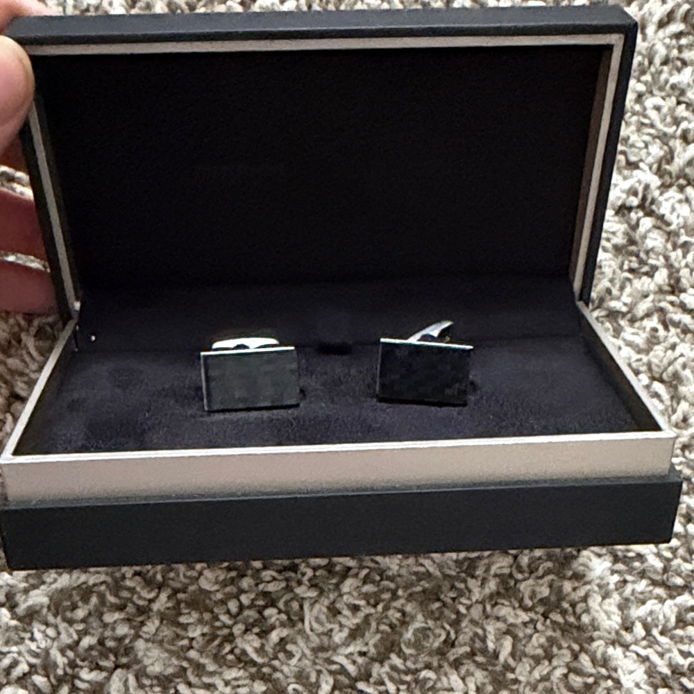 Porsche Design Black and Silver Cufflinks
